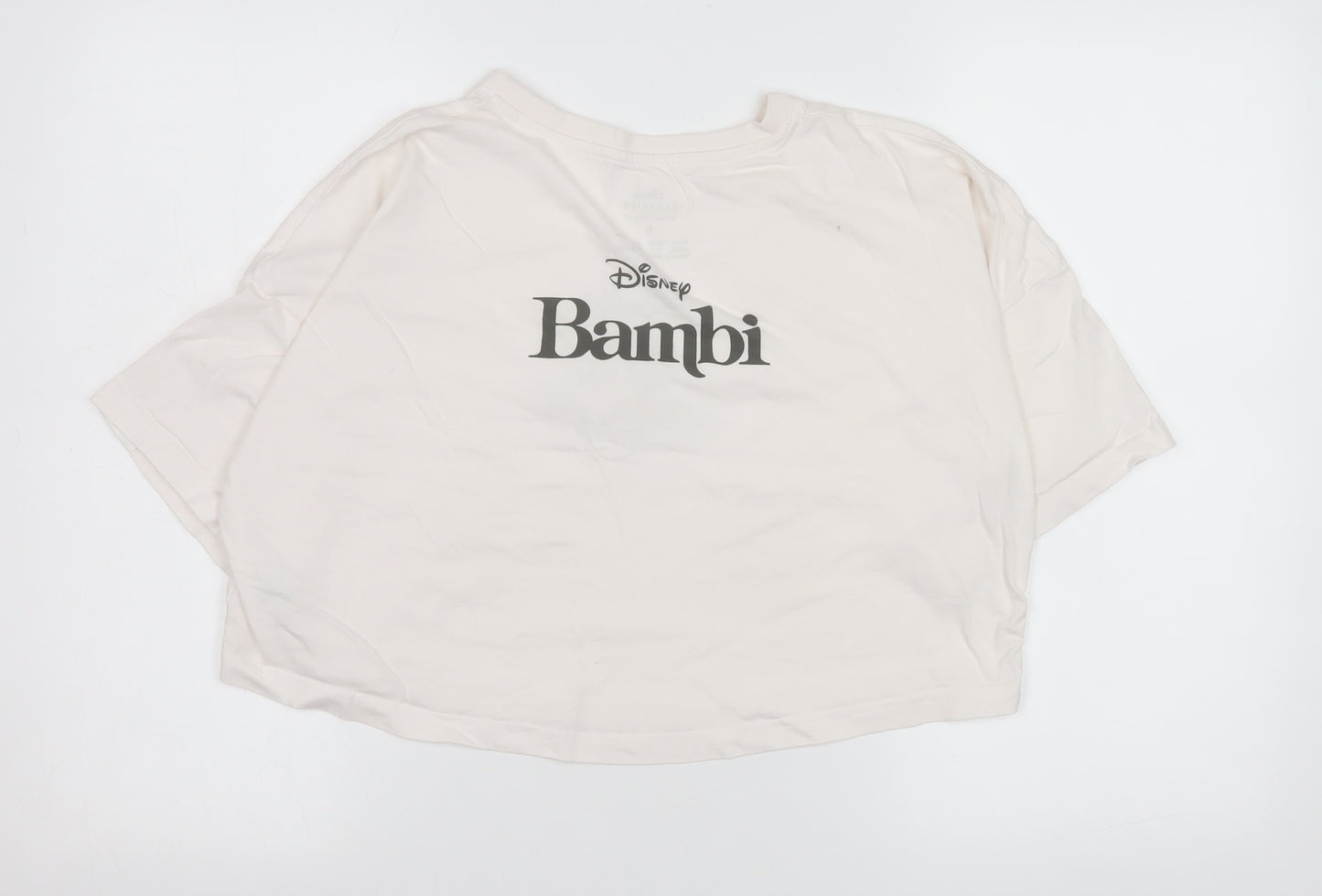 Primark Disney Bambi Women's Ivory Cropped T-Shirt Size S