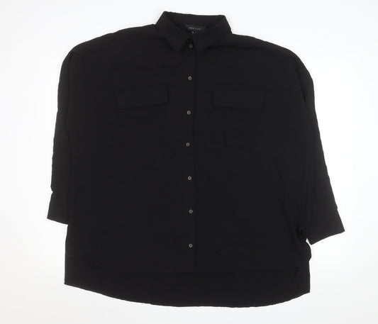 New Look Women's Black Long Sleeve Button-Up Shirt Size 14
