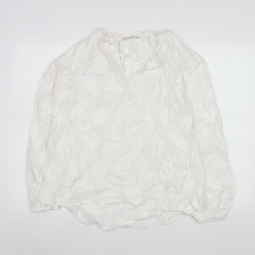 Gallery Women’s White Floral Tunic Blouse Size 16 Viscose Long Sleeve