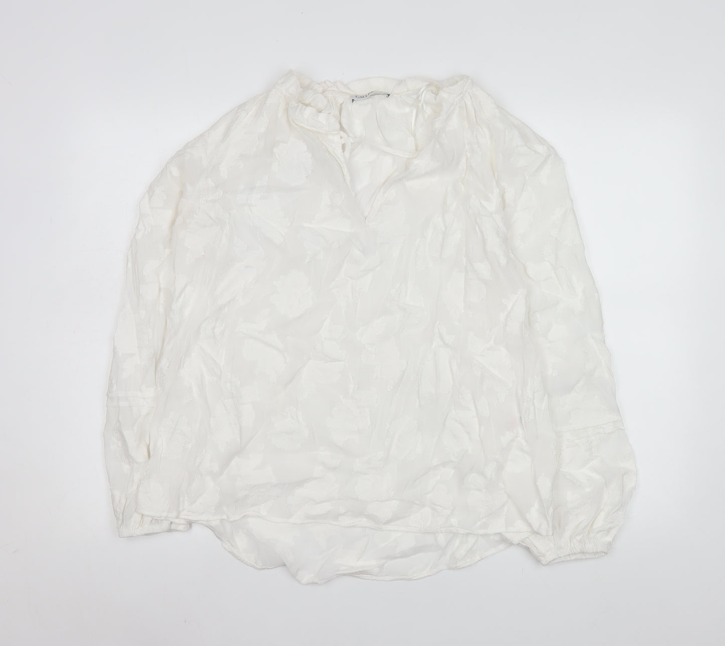 Gallery Women’s White Floral Tunic Blouse Size 16 Viscose Long Sleeve