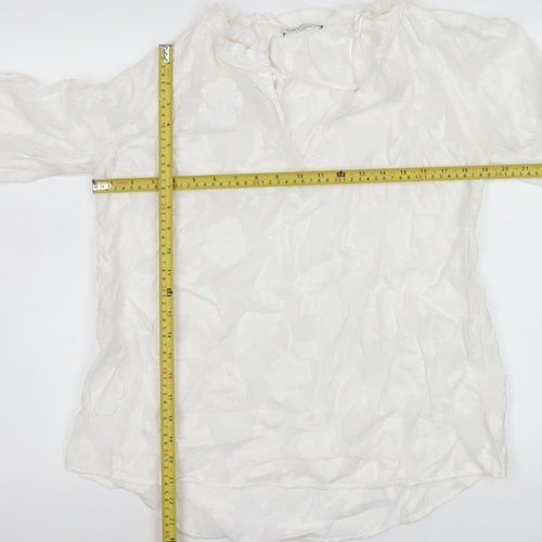 Gallery Women’s White Floral Tunic Blouse Size 16 Viscose Long Sleeve