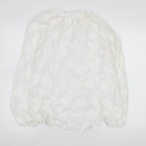 Gallery Women’s White Floral Tunic Blouse Size 16 Viscose Long Sleeve