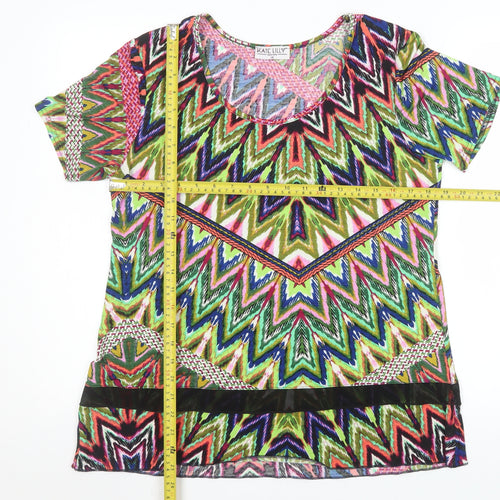Kate Lilly Women’s Multicoloured Geometric Short Sleeve T-Shirt Size 14