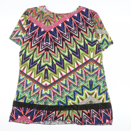 Kate Lilly Women’s Multicoloured Geometric Short Sleeve T-Shirt Size 14