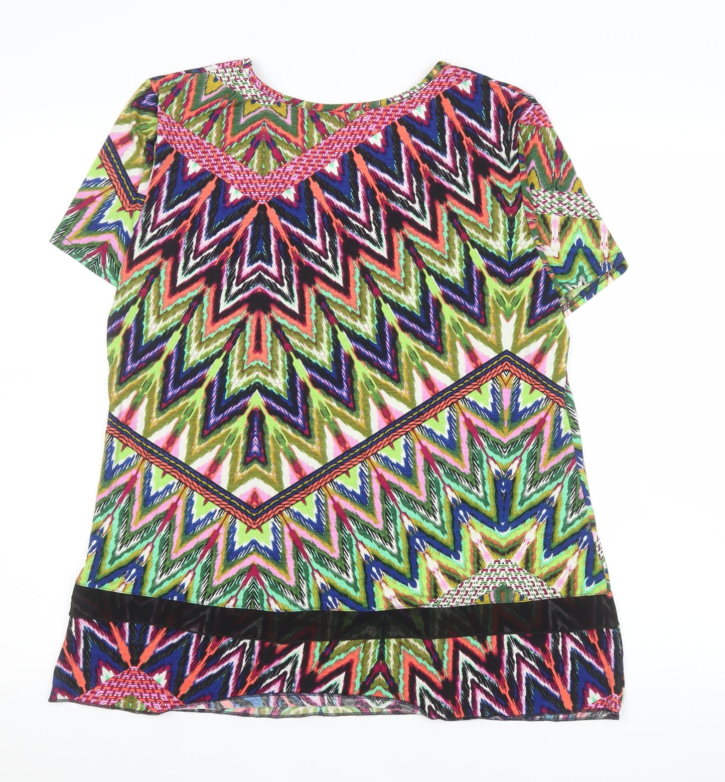 Kate Lilly Women’s Multicoloured Geometric Short Sleeve T-Shirt Size 14