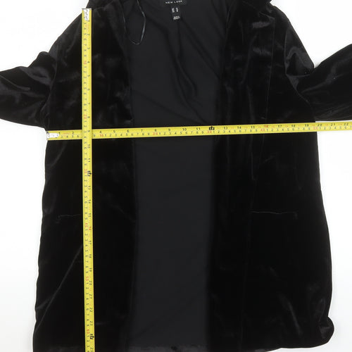 New Look Women Black Velvet Blazer UK 14 Regular Fit Mid-Length