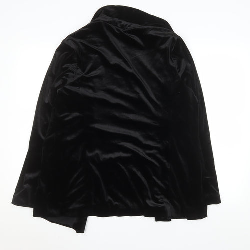 New Look Women Black Velvet Blazer UK 14 Regular Fit Mid-Length