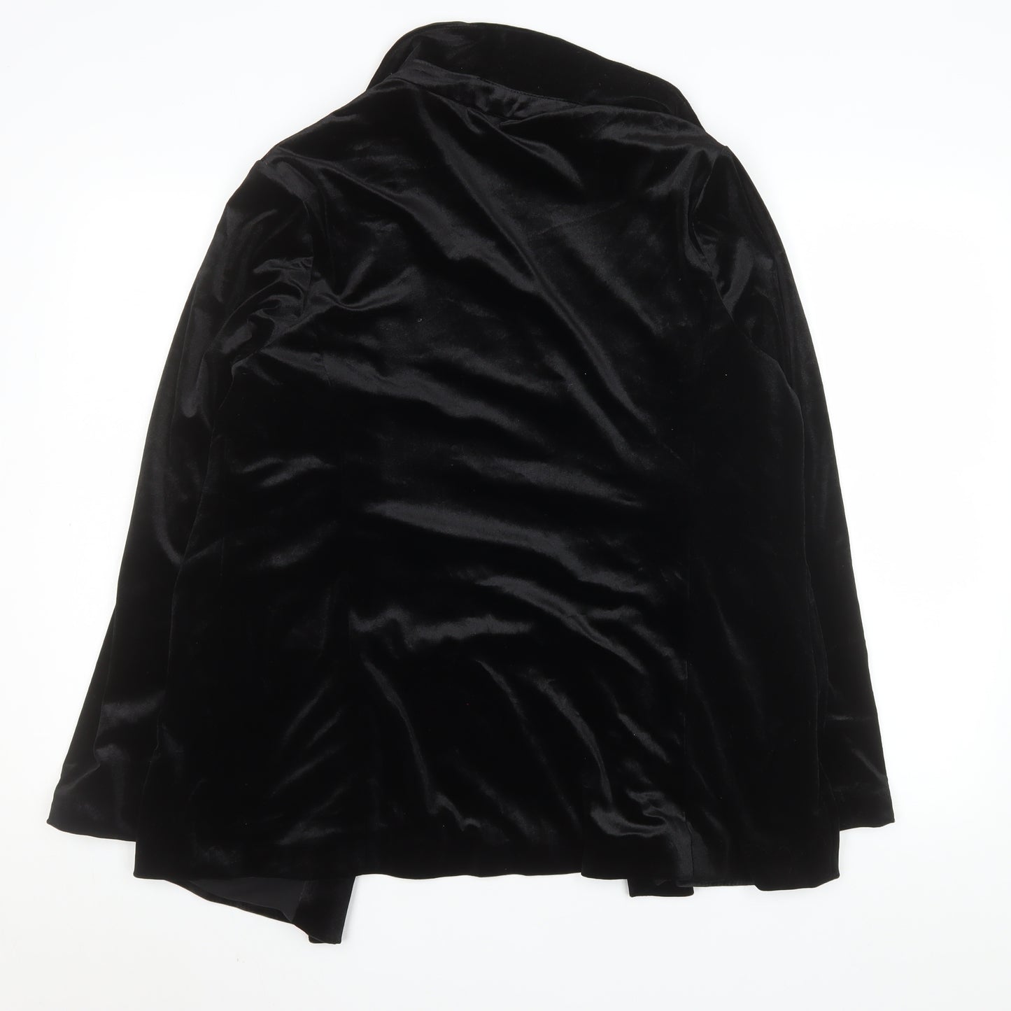 New Look Women Black Velvet Blazer UK 14 Regular Fit Mid-Length