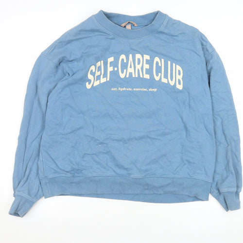 H&M Women’s Blue Self-Care Club Pullover Sweatshirt Size S