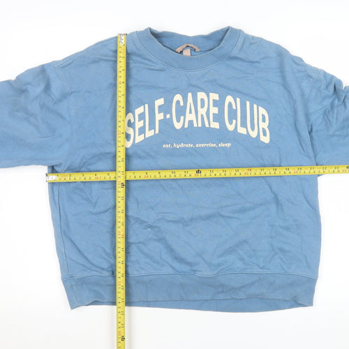 H&M Women’s Blue Self-Care Club Pullover Sweatshirt Size S