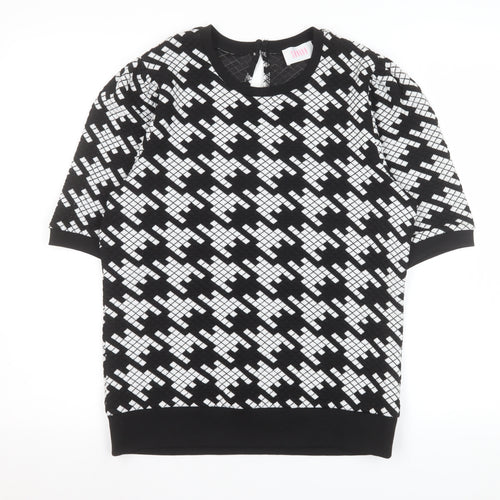 Savida Womens Black White Geometric Short Sleeve Top Size 12