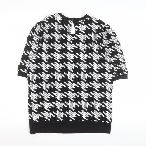 Savida Womens Black White Geometric Short Sleeve Top Size 12