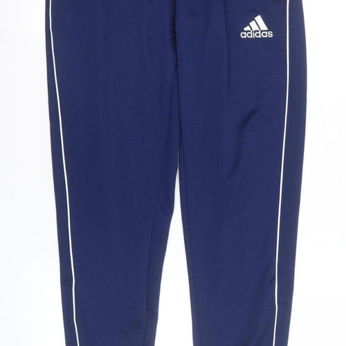 Adidas Boys Blue 13-14 Years Tapered Track Pants Quick Dry Polyester