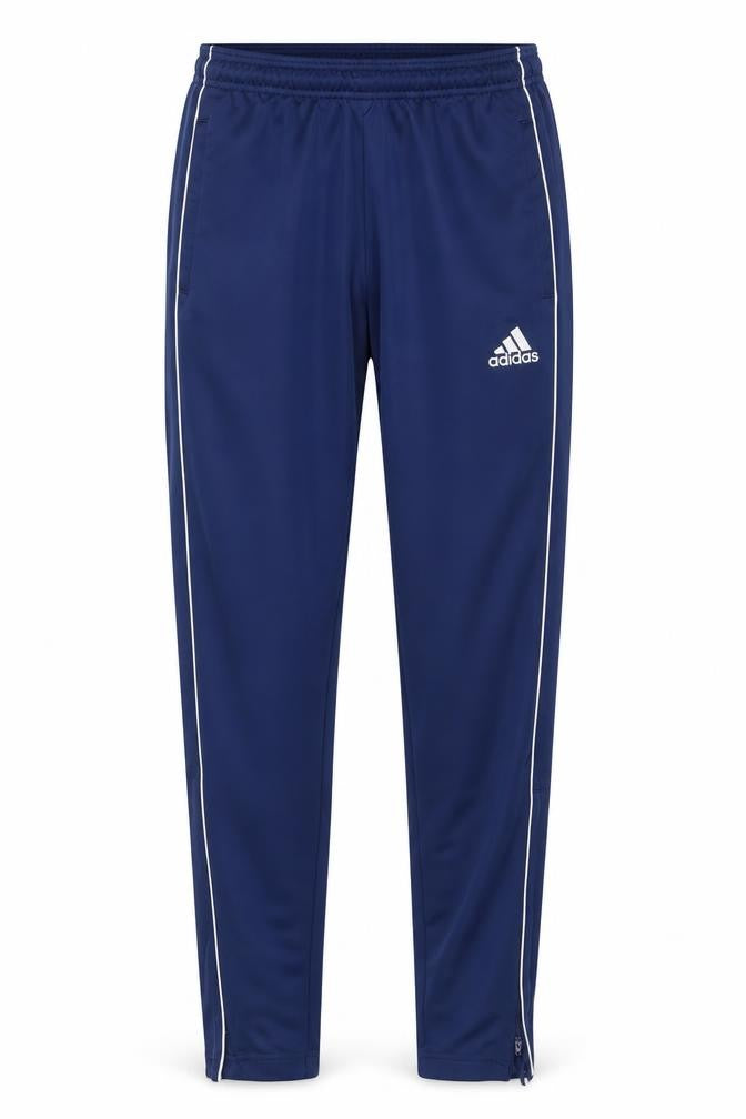 Front view of Adidas boys’ blue 13-14 years tapered track pants quick dry polyester
