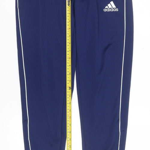 Adidas Boys Blue 13-14 Years Tapered Track Pants Quick Dry Polyester