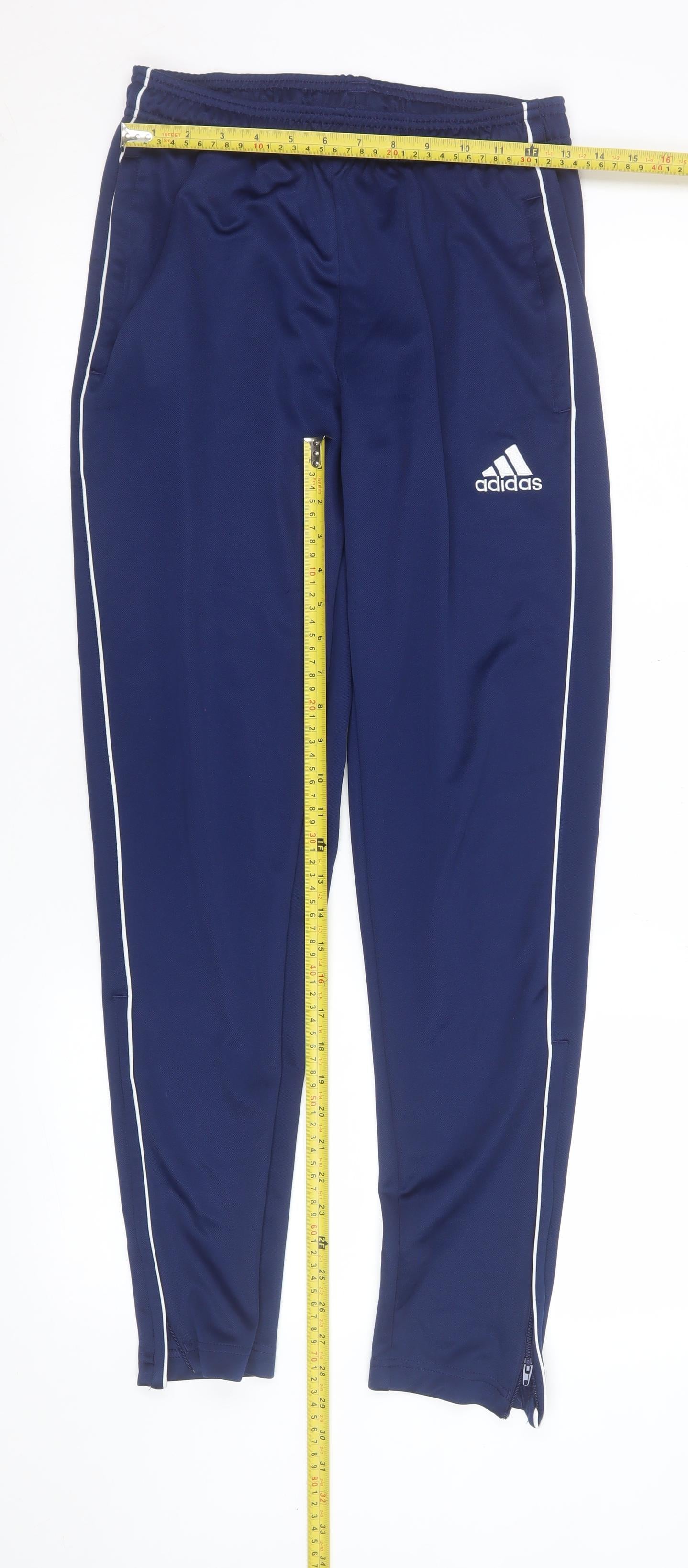 Adidas Boys Blue 13-14 Years Tapered Track Pants Quick Dry Polyester