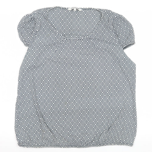 Debenhams Women’s Blue Geometric Short Sleeve Blouse Size 16