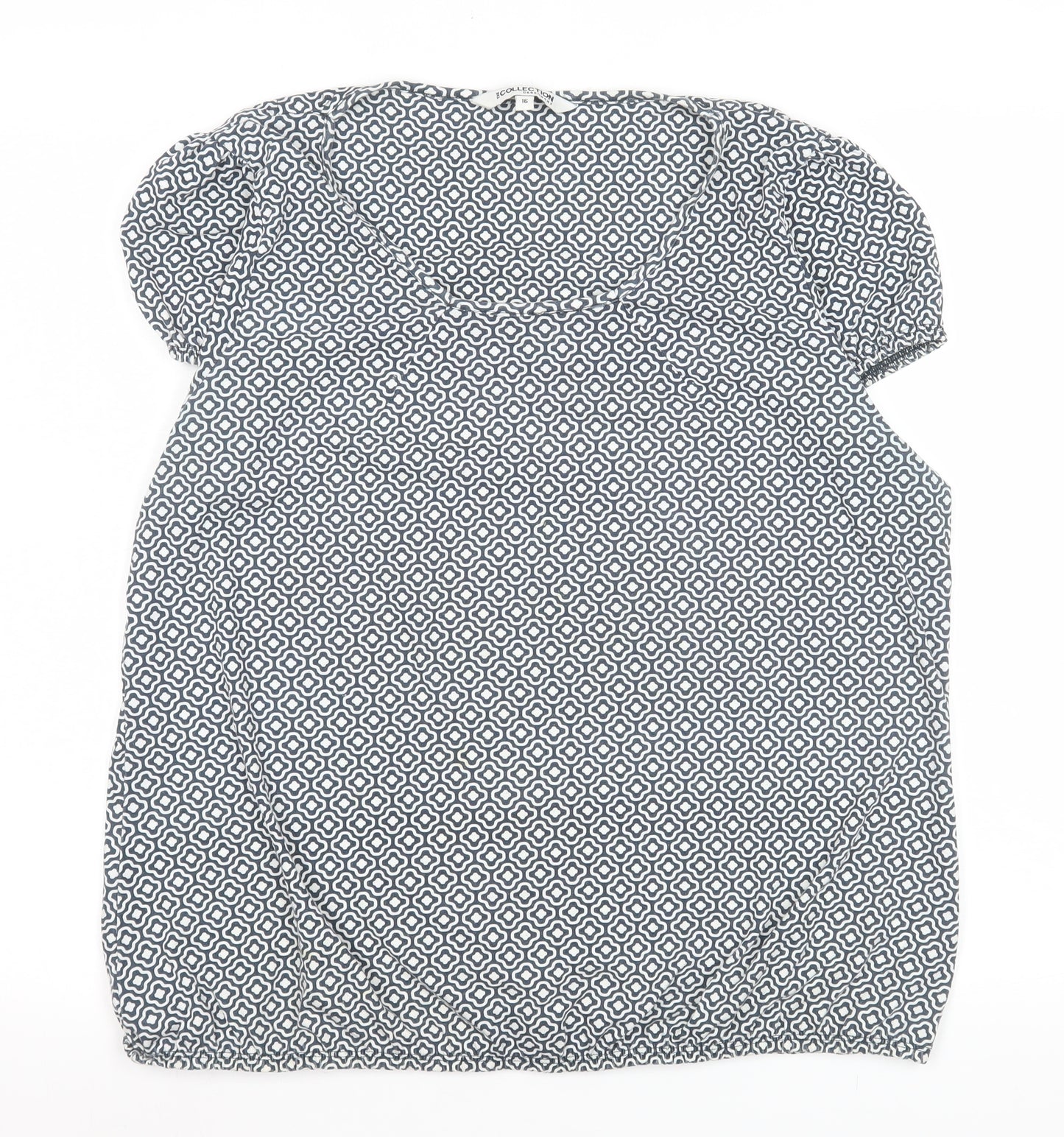 Debenhams Women’s Blue Geometric Short Sleeve Blouse Size 16