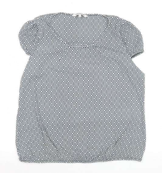 Debenhams Women’s Blue Geometric Short Sleeve Blouse Size 16