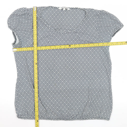 Debenhams Women’s Blue Geometric Short Sleeve Blouse Size 16