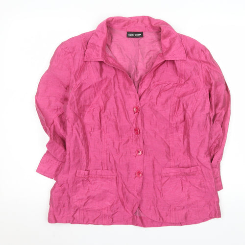 Gerry Weber Womens Pink Linen Blend Collared Button Blouse Size 16