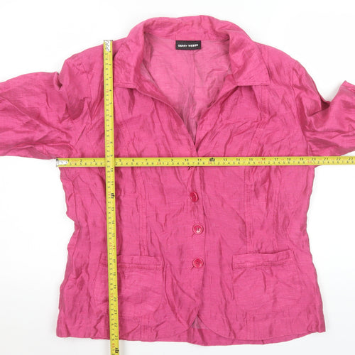 Gerry Weber Womens Pink Linen Blend Collared Button Blouse Size 16