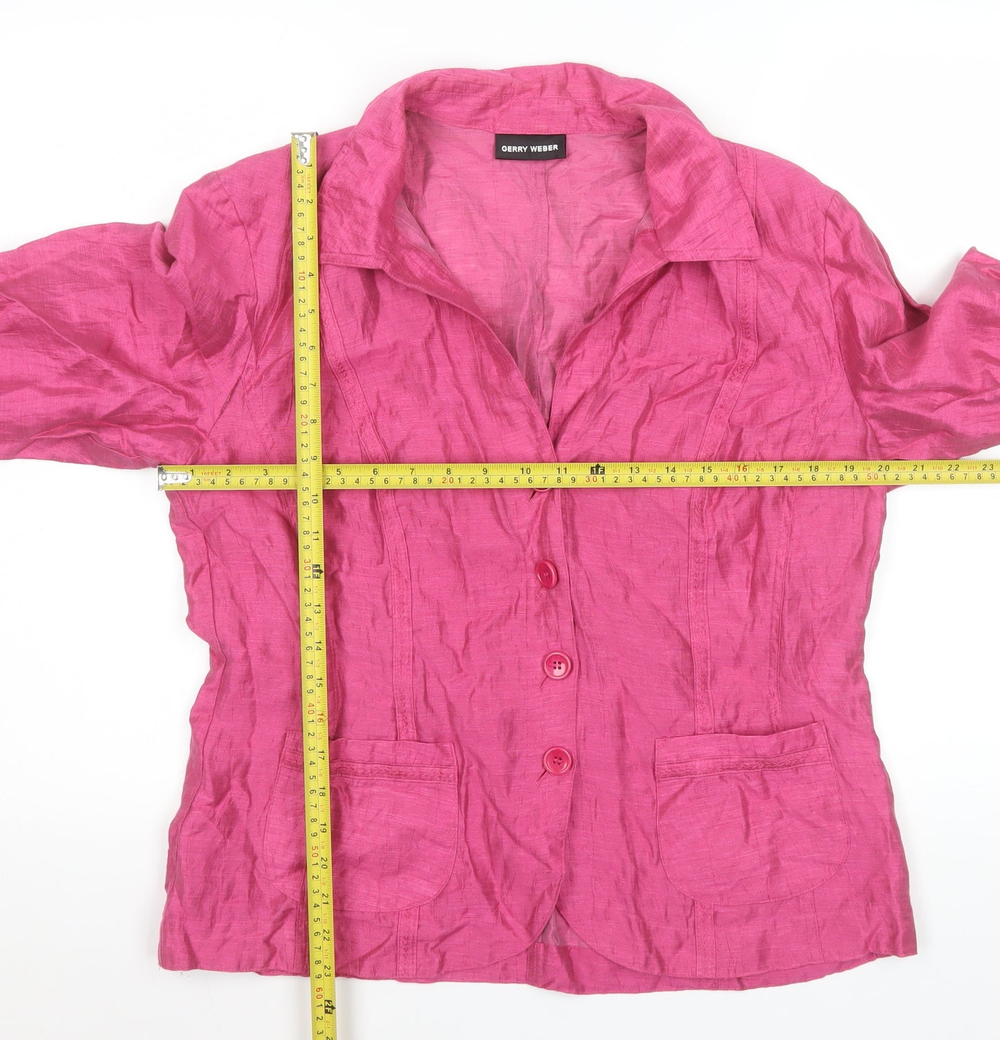 Gerry Weber Womens Pink Linen Blend Collared Button Blouse Size 16