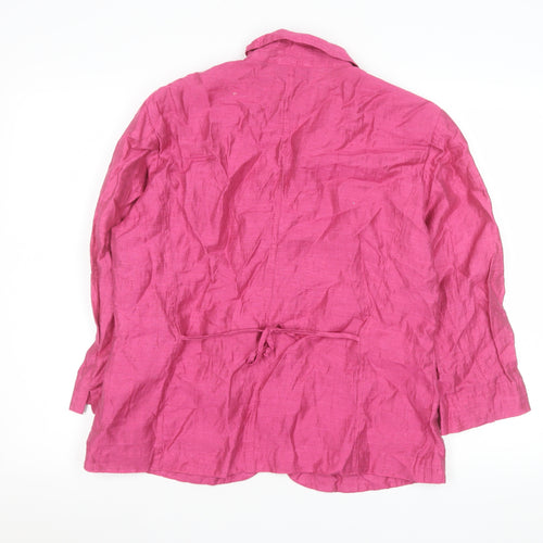 Gerry Weber Womens Pink Linen Blend Collared Button Blouse Size 16