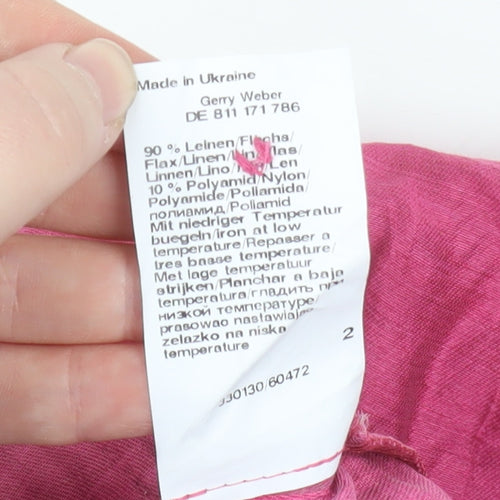 Gerry Weber Womens Pink Linen Blend Collared Button Blouse Size 16