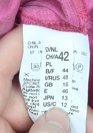 Gerry Weber Womens Pink Linen Blend Collared Button Blouse Size 16