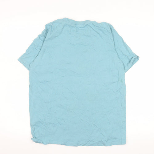 Nike Men's Blue Loose Fit Crew Neck Cotton T-Shirt XS