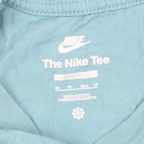 Nike Men's Blue Loose Fit Crew Neck Cotton T-Shirt XS