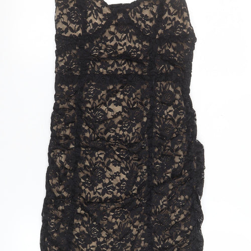 Pink Vanilla Women's Black Lace Bodycon Dress Size 10 Party