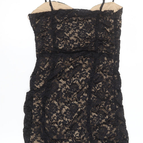 Pink Vanilla Women's Black Lace Bodycon Dress Size 10 Party
