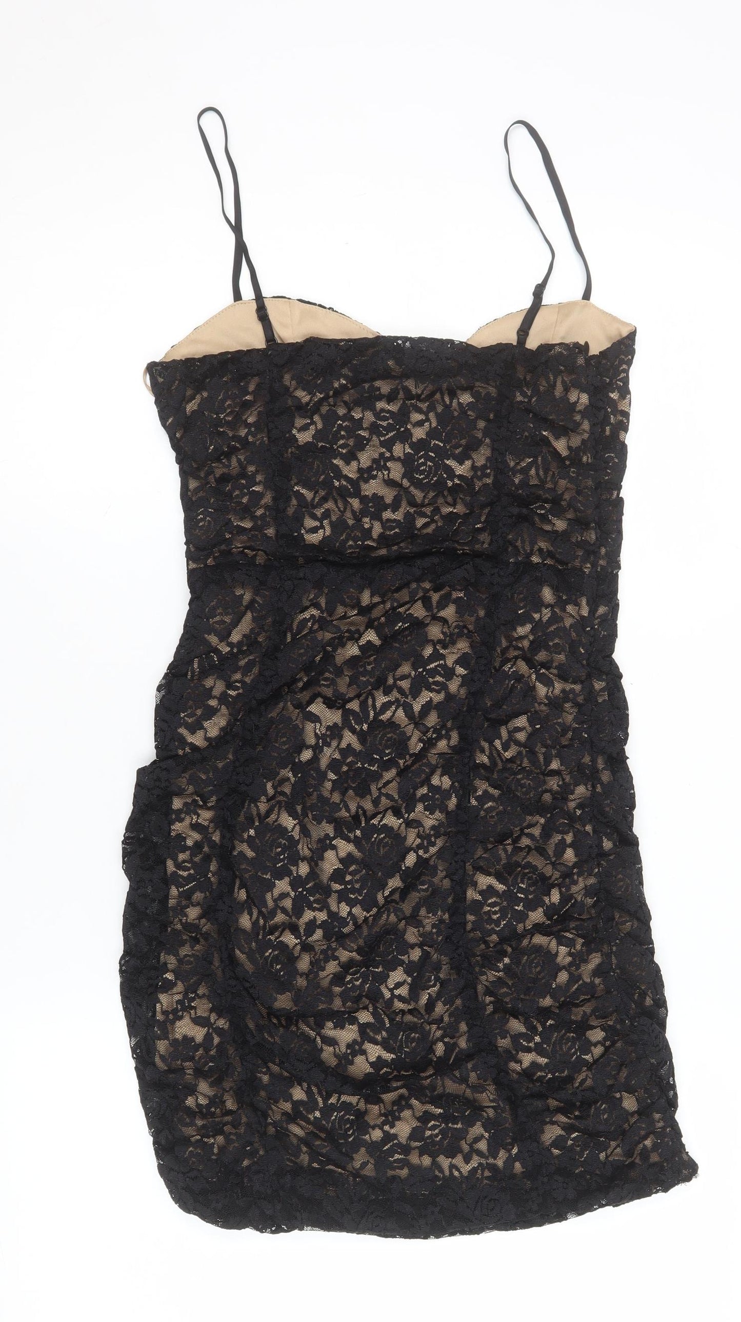 Pink Vanilla Women's Black Lace Bodycon Dress Size 10 Party