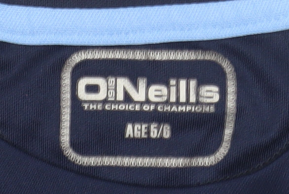 O'Neills Boys Blue Sports Jersey T-Shirt 5-6 Years Short Sleeve Polyester