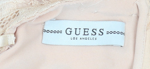 Guess Women Beige Lace Bodycon Cold Shoulder Dress XS