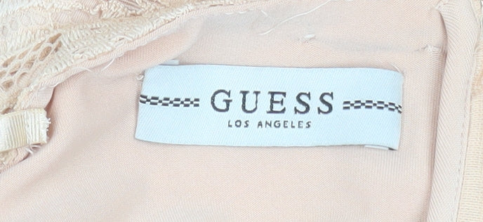 Guess Women Beige Lace Bodycon Cold Shoulder Dress XS