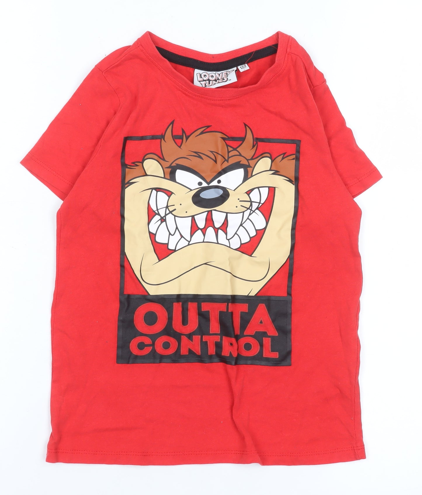 Looney Tunes Boys Red Taz 'Outta Control' Cotton T-Shirt 7 Years