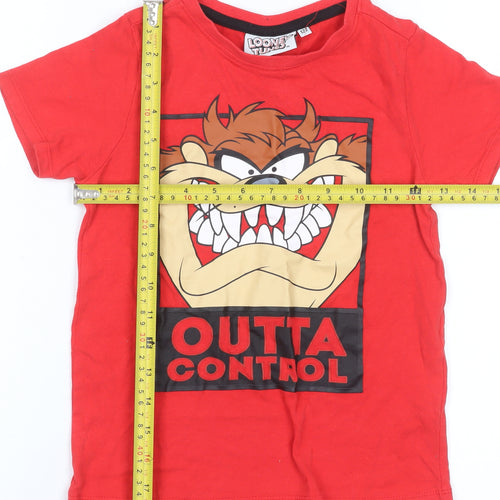 Looney Tunes Boys Red Taz 'Outta Control' Cotton T-Shirt 7 Years