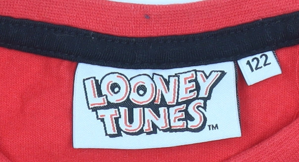 Looney Tunes Boys Red Taz 'Outta Control' Cotton T-Shirt 7 Years