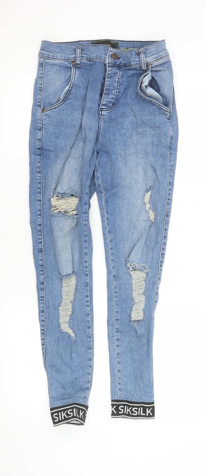 SikSilk Men's Blue Distressed Skinny Jeans Size S