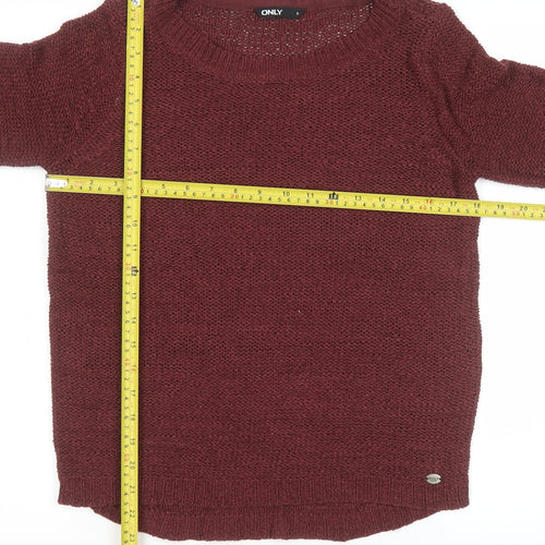 ONLY Unisex Red Chunky Knit Crew Neck Jumper Size S