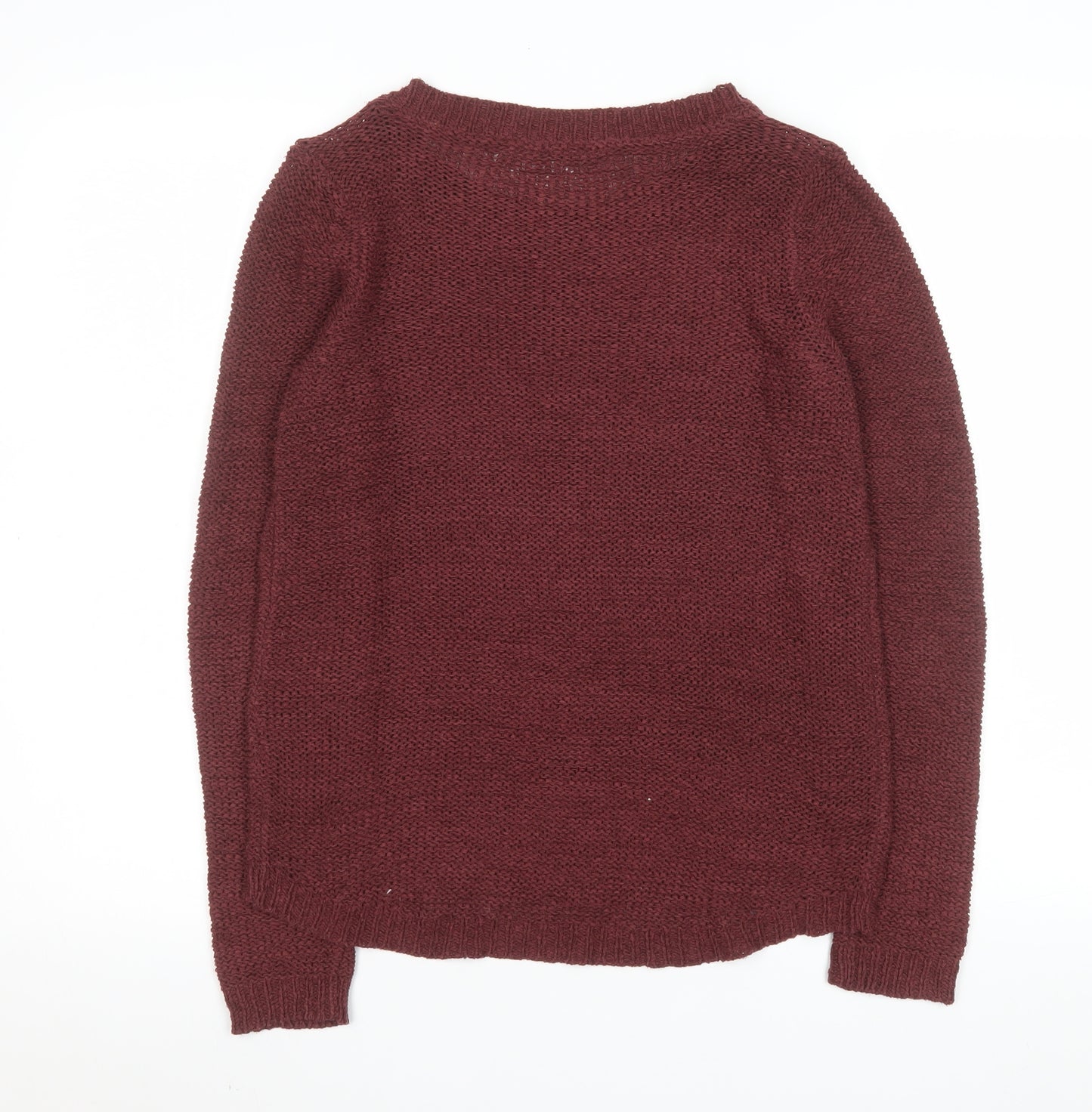 ONLY Unisex Red Chunky Knit Crew Neck Jumper Size S