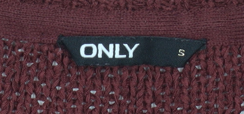 ONLY Unisex Red Chunky Knit Crew Neck Jumper Size S