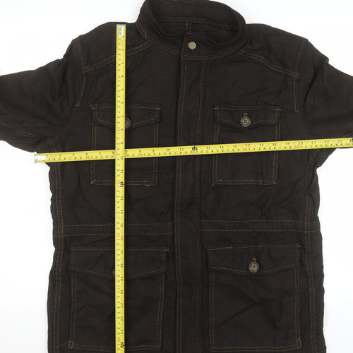 Zara Men’s Brown Cotton Field Jacket L 42 Regular Collared Casual