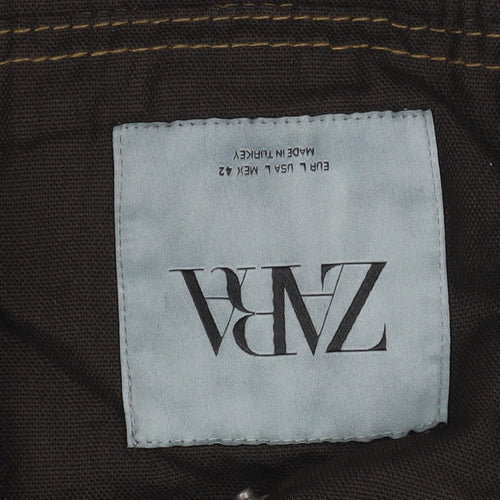 Zara Men’s Brown Cotton Field Jacket L 42 Regular Collared Casual