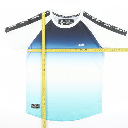 Diesel Boys Blue Gradient Short Sleeve T-Shirt 9-10 Years Casual Logo Tee