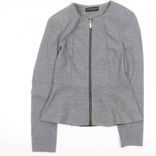 Dorothy Perkins Women's Grey Zip Up Peplum Jacket Size 8