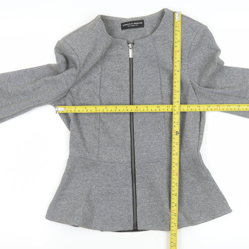Dorothy Perkins Women's Grey Zip Up Peplum Jacket Size 8